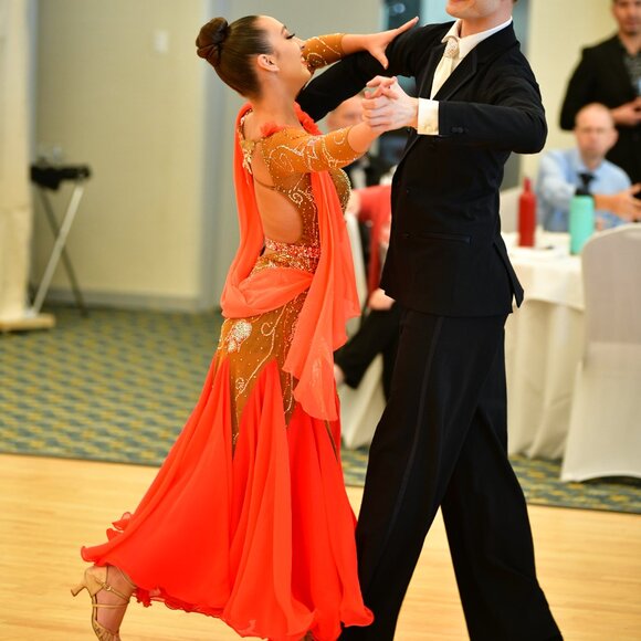 Orange Blossom - Ballroom Smooth Gown Nude & Orange by Dore Designs - Picture 8 of 16